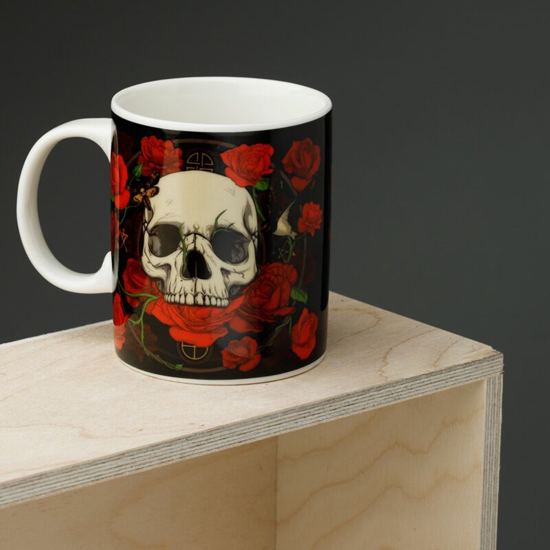 Skulls roses porcelæn krus