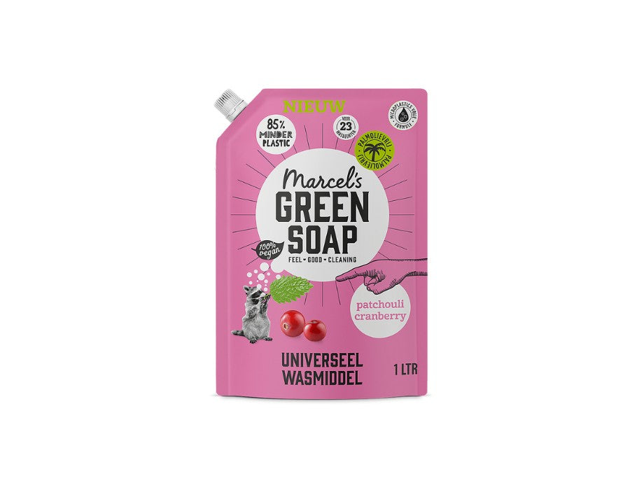 Marcel's Green Soap Detergent - Patchouli Cranberry - Navulzak - 1 liter