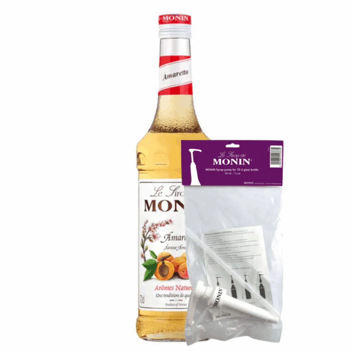 Monin sirup amaretto (70 cl) + sirup pumpe (10 ml)
