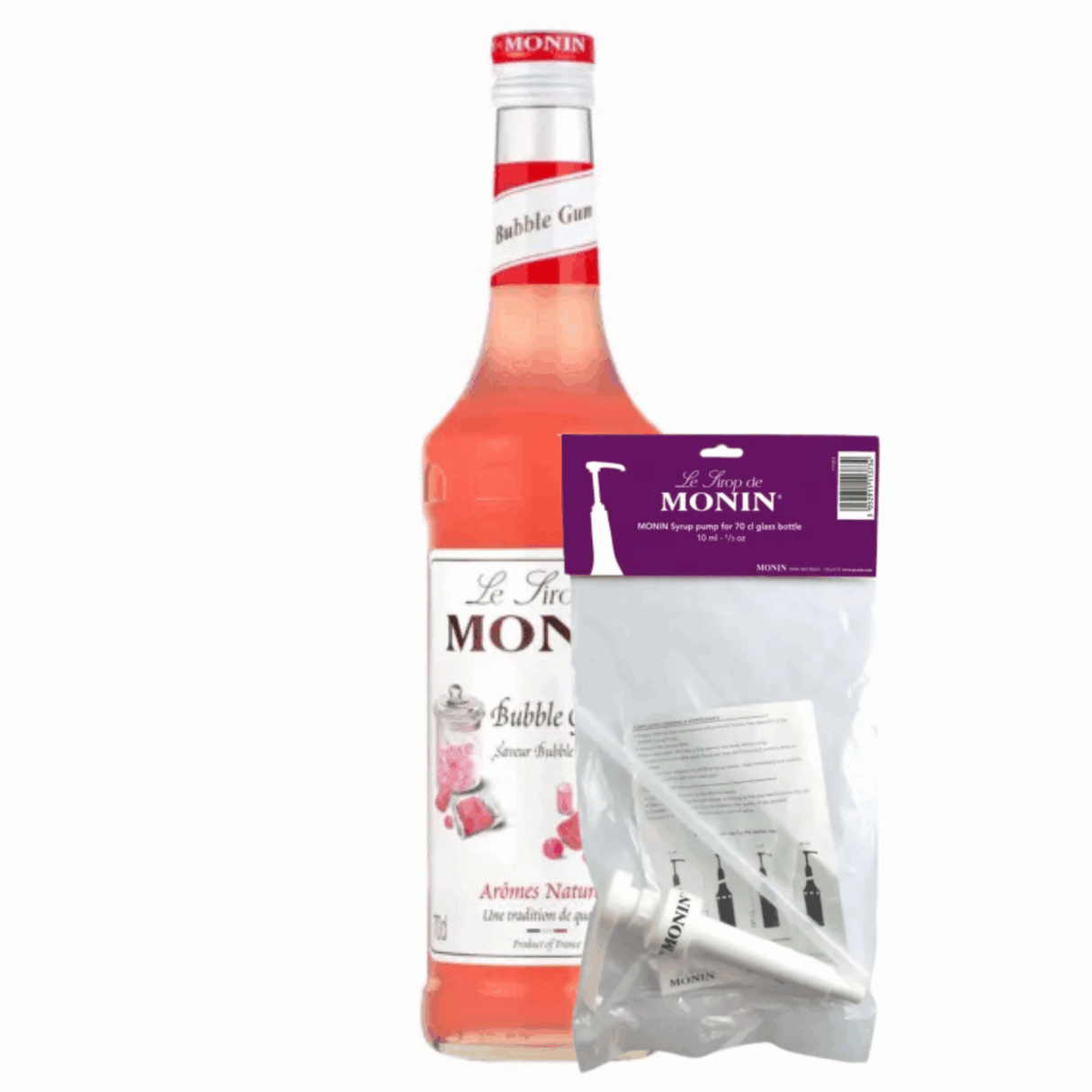 Monin sirup tyggegummi (70 cl) + sirup pumpe (10 ml)