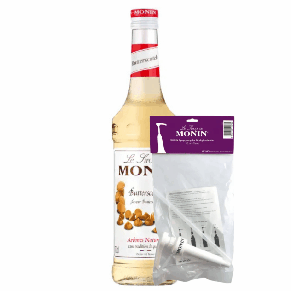 Monin sirup butterscotch (70 cl) + sirup pumpe (10 ml)