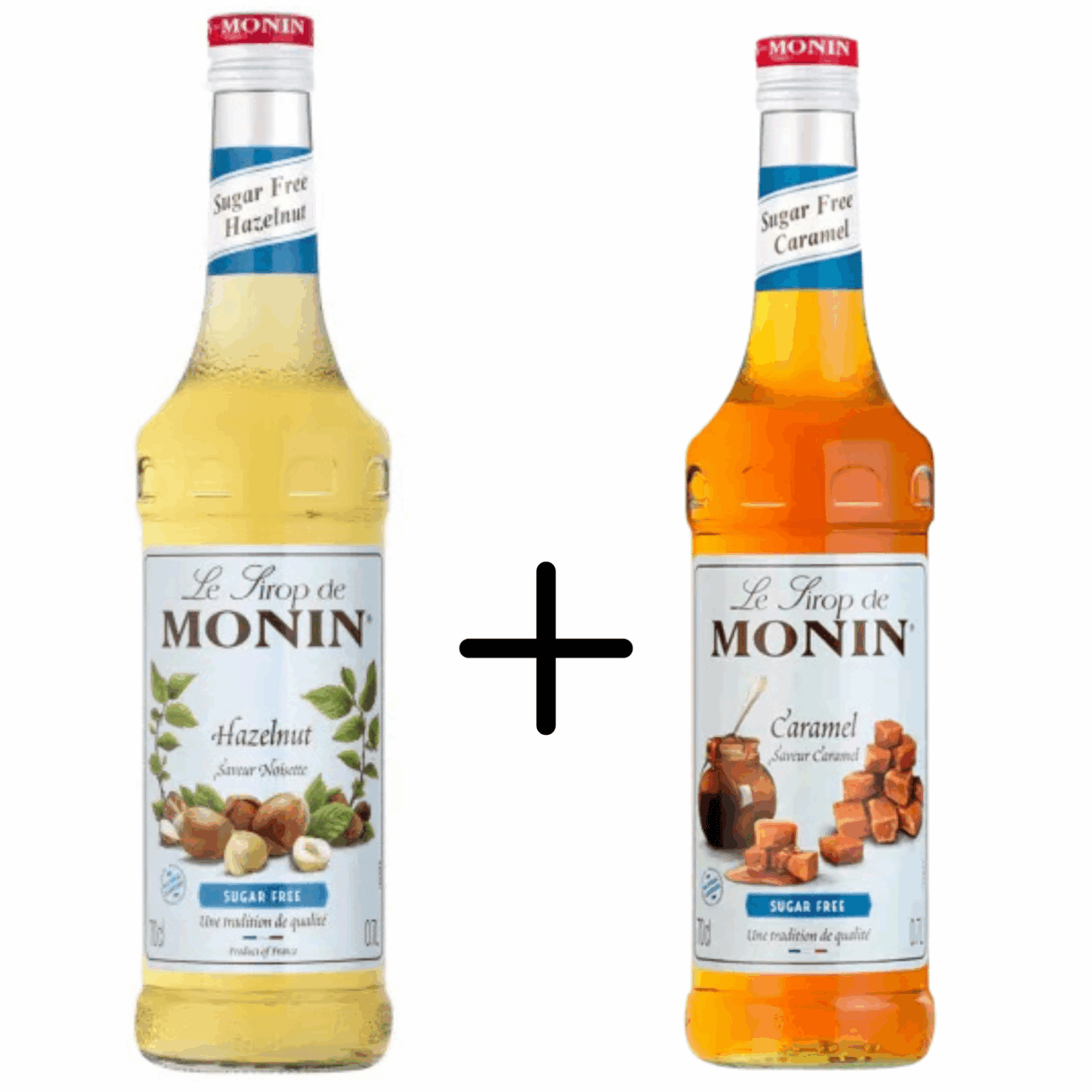 Monin sirup hasselnøddesukkerfri + karamelsukkerfri (kombi)