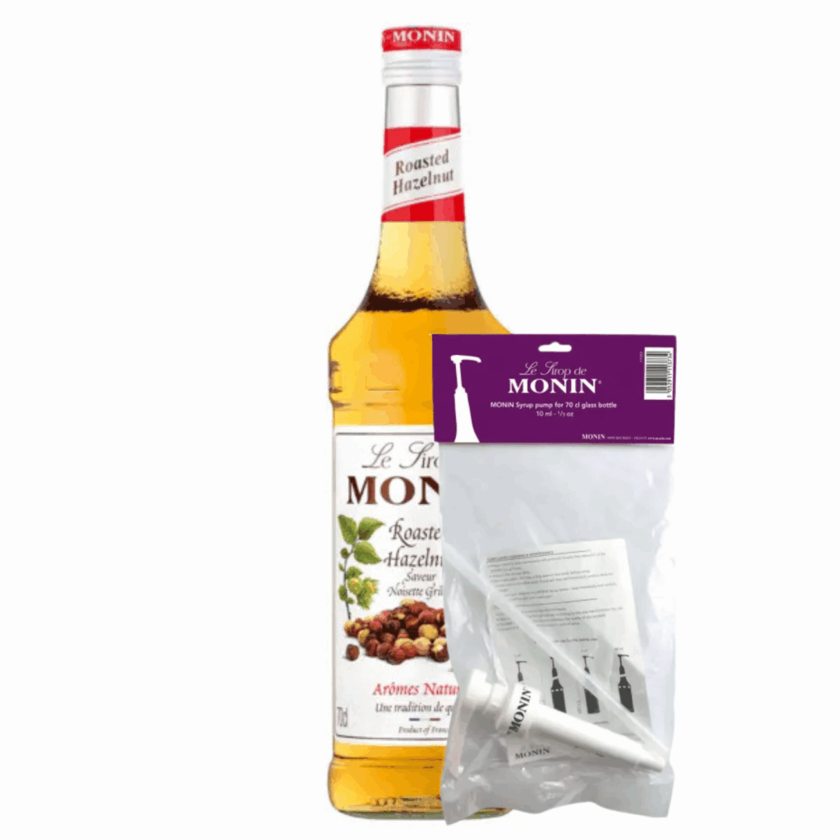 Monin sirup ristet hasselnød (70 cl) + sirup pumpe (10 ml)