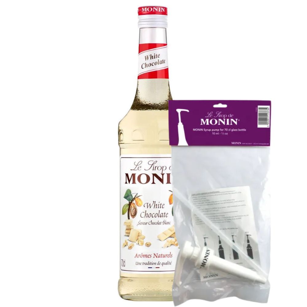 Monin sirup hvid chokolade (70 cl) + pumpe (10 ml)