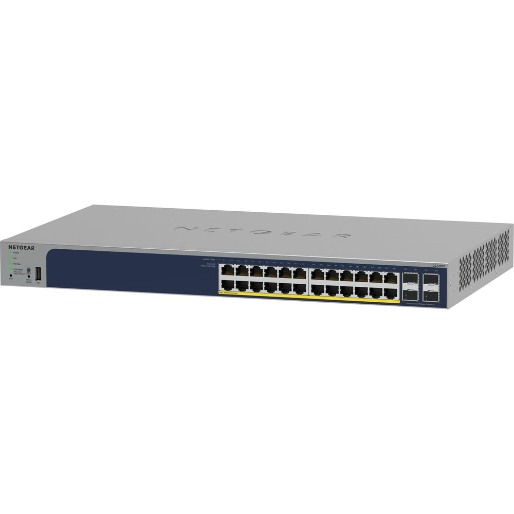 Netgear 24-ports gigabit ethernet poe+ smart switch med 4 sfp-porte (gs728tpv3)