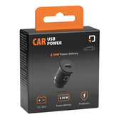 Optiline bil usb strøm, 1 usb c port oplader 30w - 12 24v