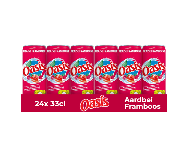 Oasis jordbær hindbærdåse (24x 33cl)
