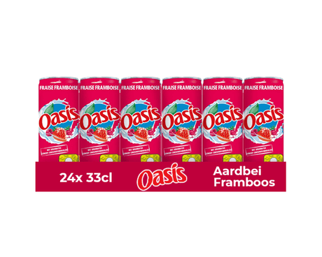 Oasis jordbær hindbærdåse (24x 33cl)