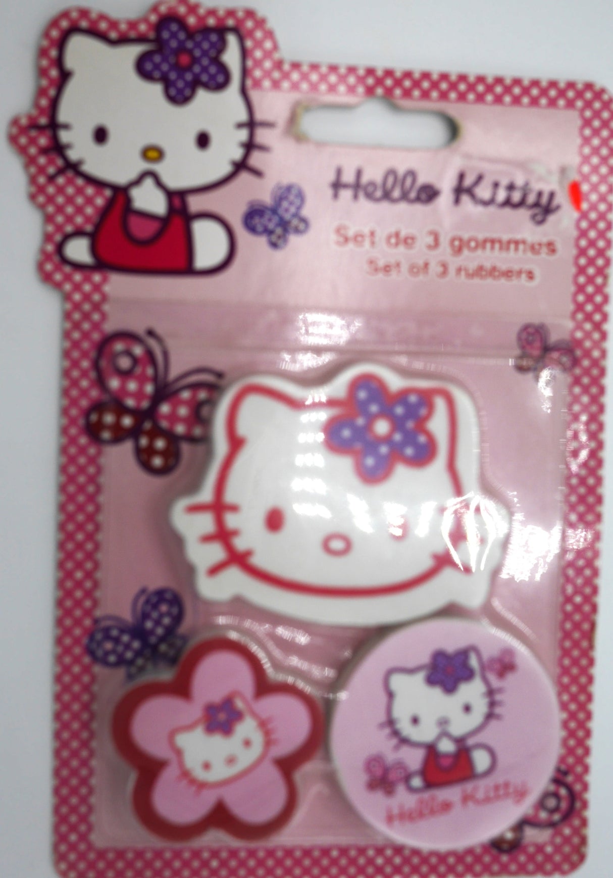 Van der Doelen hello kitty viskelædere på blister, 3 stk