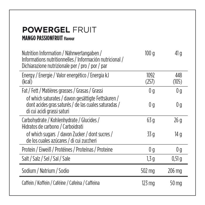 Powerbar powergel frugt (24 x 41 gr) - mango-passionsfrugt (koffein)