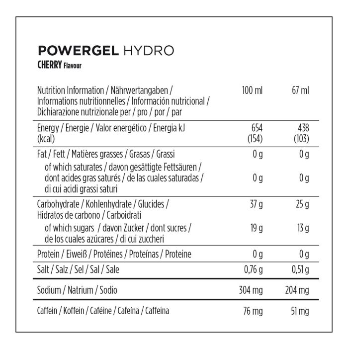 Powerbar powergel hydro (24 x 67 ml) - kirsebær (koffein)