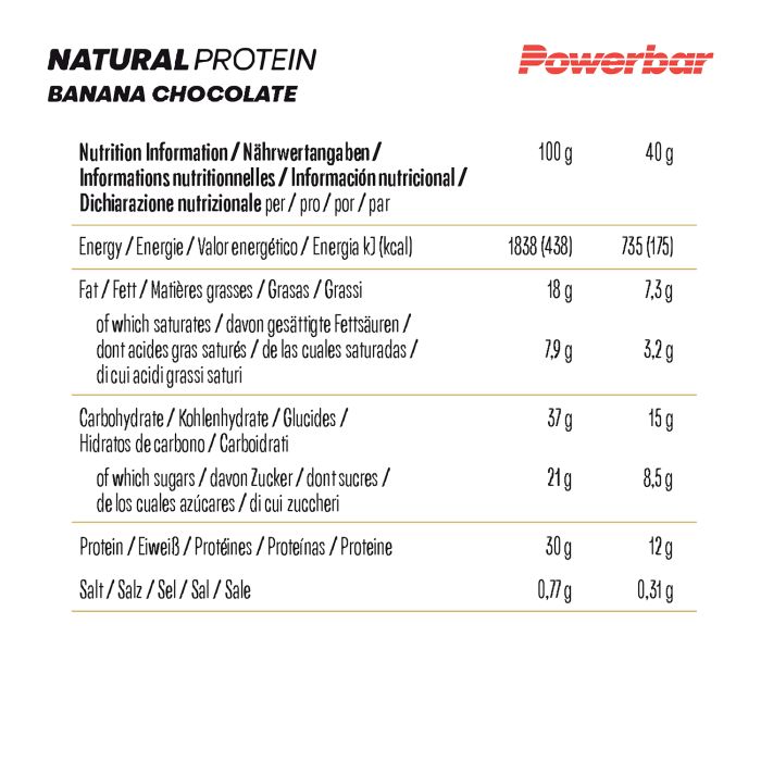 Powerbar naturligt protein (18 x 40gr) - bananchokolade