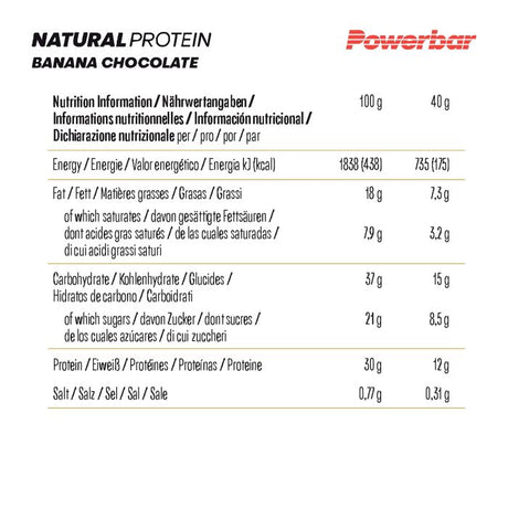 Powerbar naturligt protein (18 x 40gr) - bananchokolade