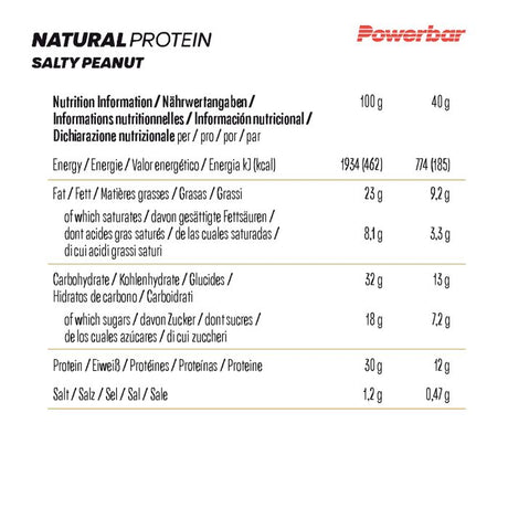 Powerbar naturligt protein (18 x 40gr) - salt peanut crunch