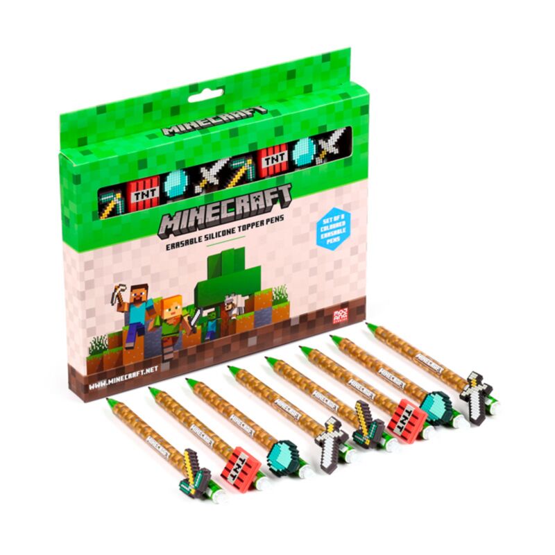 Union sæt med 8 sletbare kuglepenne minecraft tools top