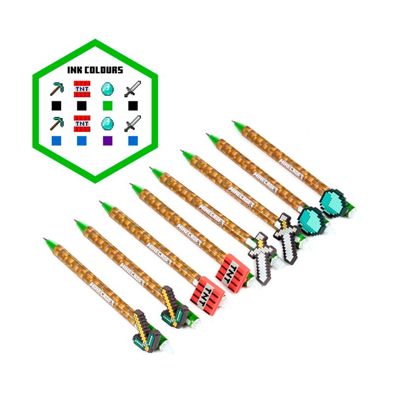 Union sæt med 8 sletbare kuglepenne minecraft tools top