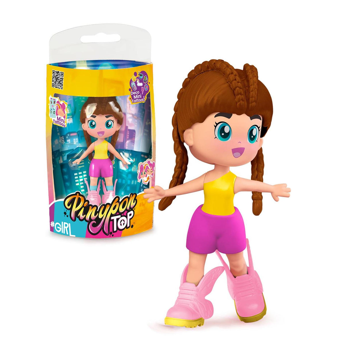 Pinypon top pige 11 cm med deco mini tatoveringer