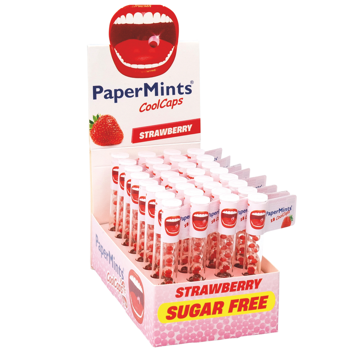 Papermints coolcaps rør jordbær (32 stykker)