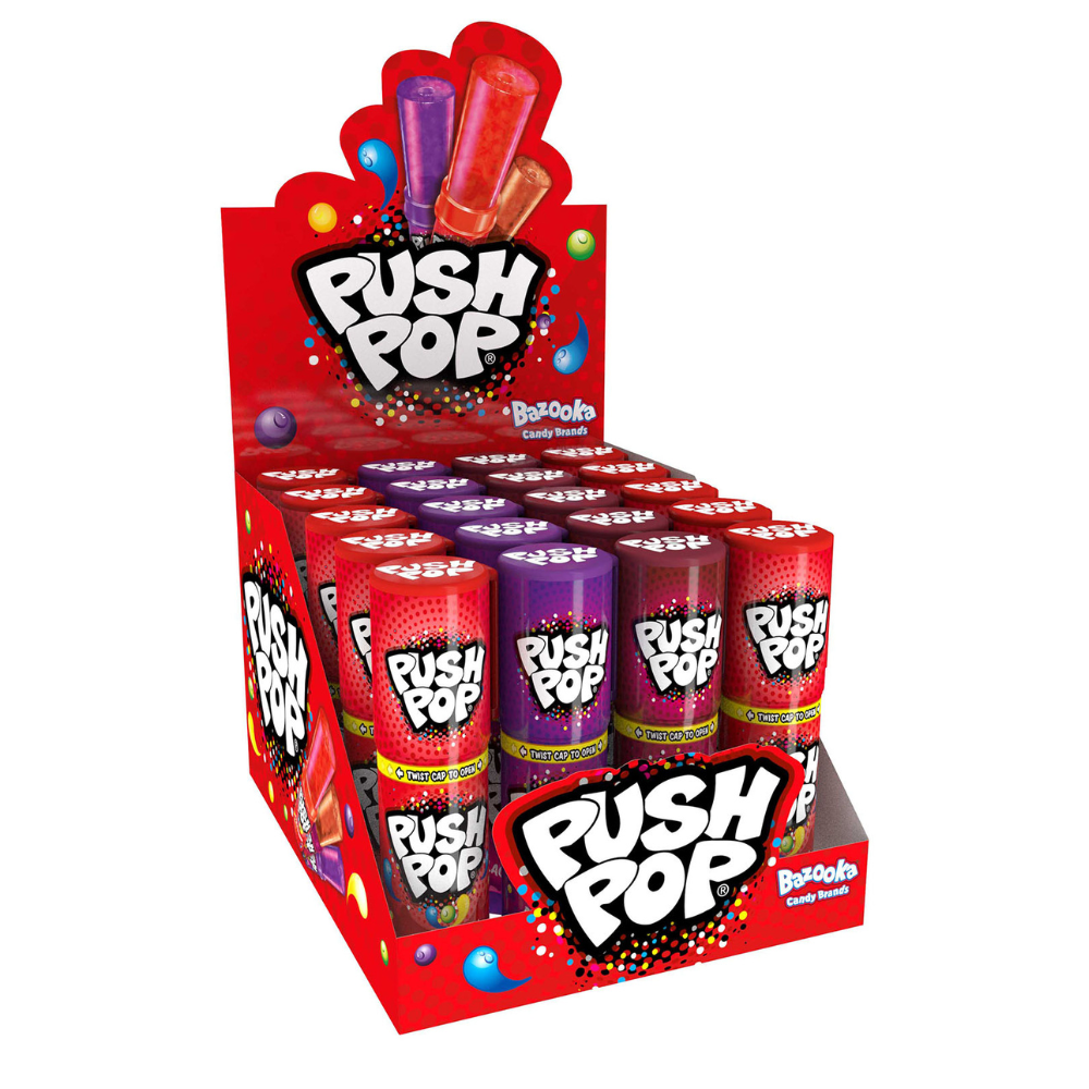Bazooka push pop 4 smagsvarianter (20 stykker)