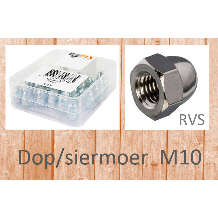 Bofix Dop Siermoer M10 Rustfrit stål (25st)