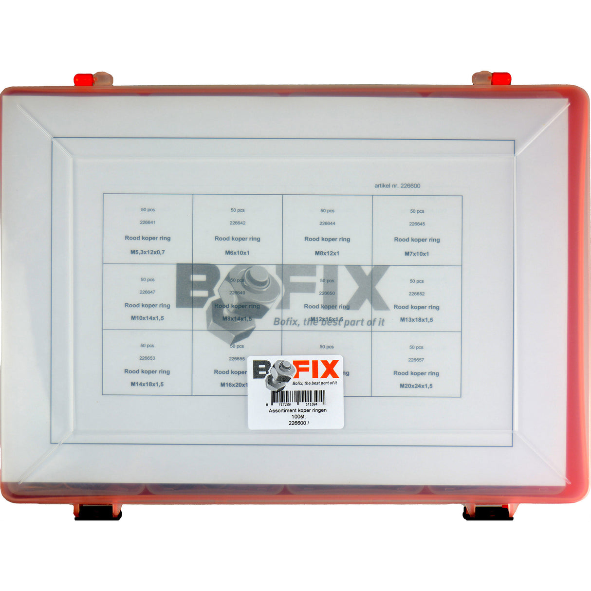 Bofix 226600 Box Range 12-rum røde kobberringe
