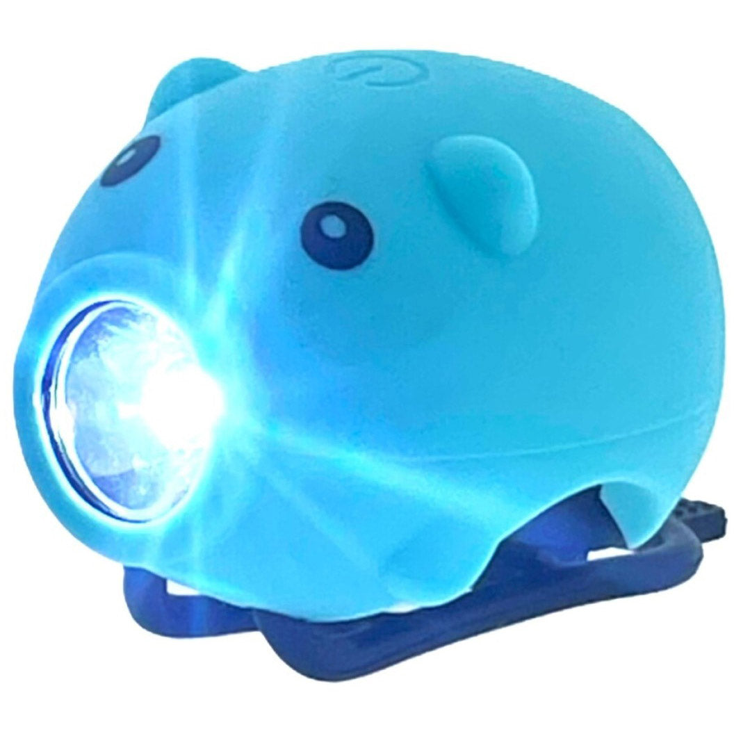 Pexkids cykelhorn gris med LED lampe USB blå