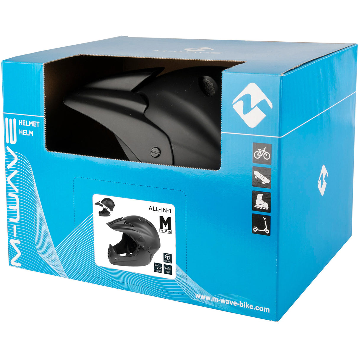 M-Wave Downhill Bicycle Helmet Unisex Matte sort størrelse 54-58 cm