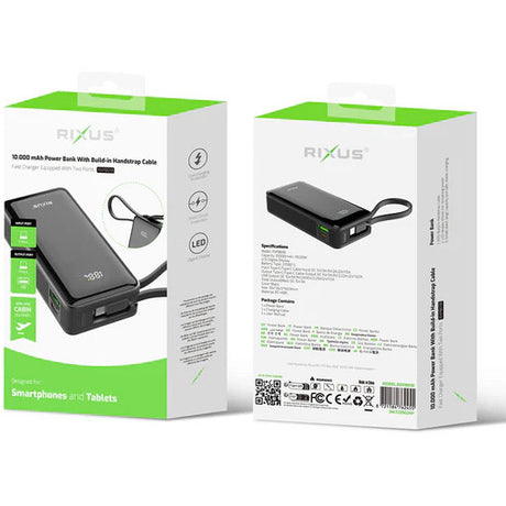 Olympisk sportstøj Rixus Power Bank RXPB01B 10.000 mAh Li-ion sort