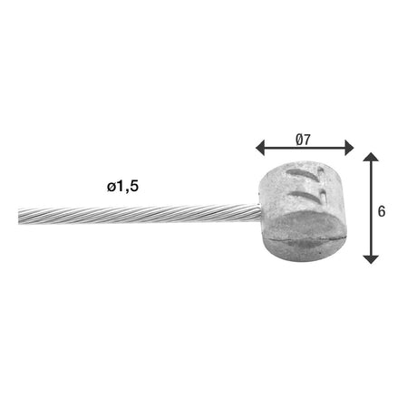 Rem indendørs kabel Elvedes 2250mm rustfrit stål Ø1.5mm t-nippel (på kort)