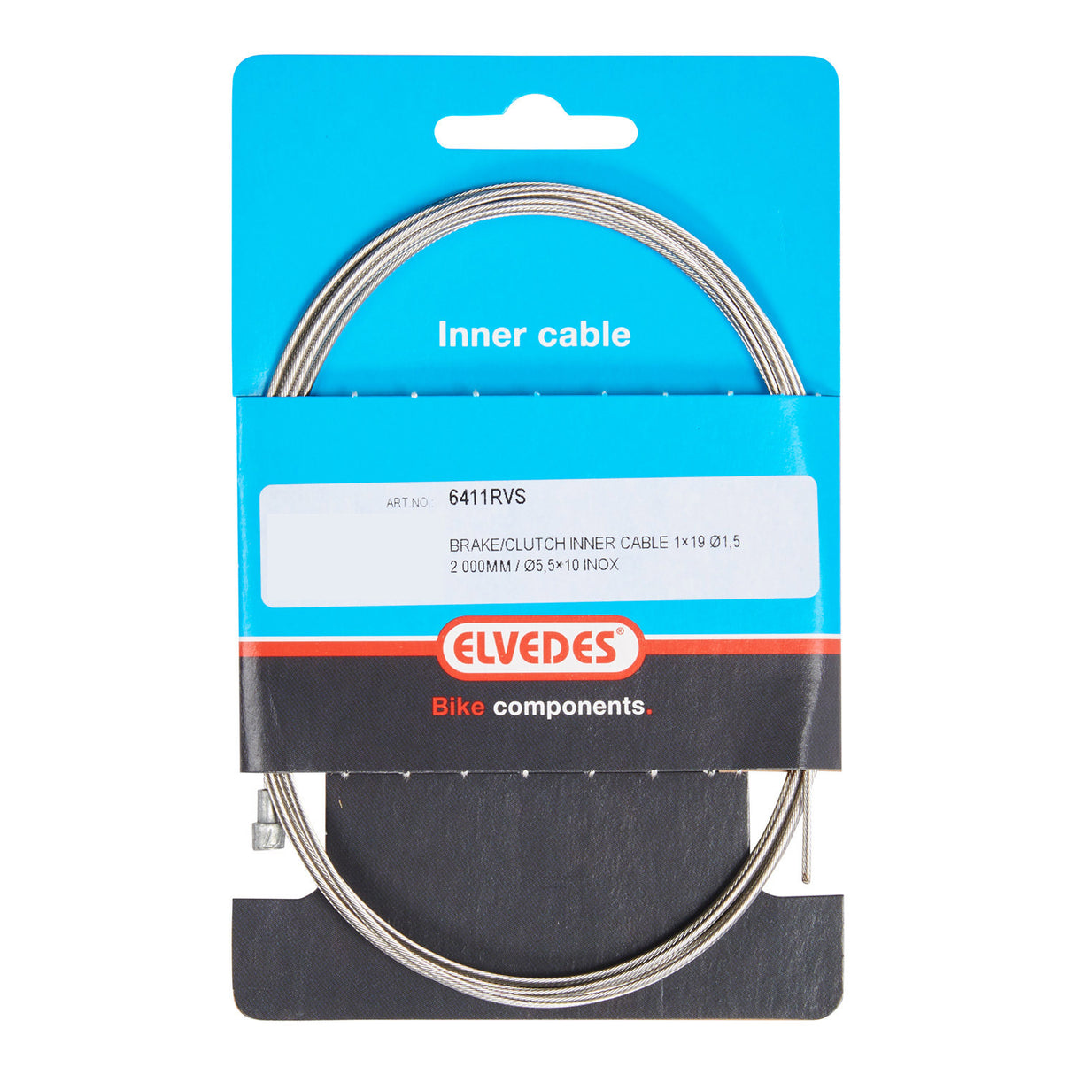 Elvedes Rem Binnenkabel 2000mm (10) V-Nipple Rustfrit stål 6411rvs 10