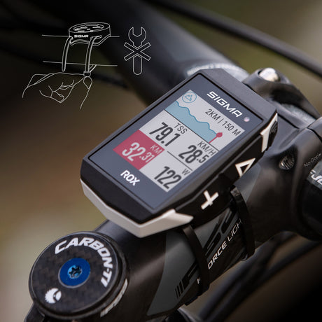 Sigma Rox 11.1 EVO GPS ZW White Standard Steering Holder + USB-C opladningskabel