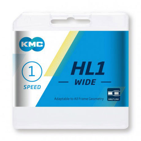 KMC single speed kæde HL1 bred sølv 100 led - sølv
