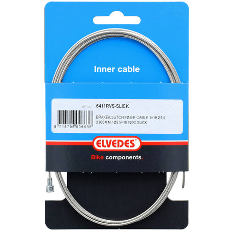 Elvedes kabelsystemer bv elvedes bremse inderkabel 2000 mm rustfrit stål glat �1,5 mm v-nippel