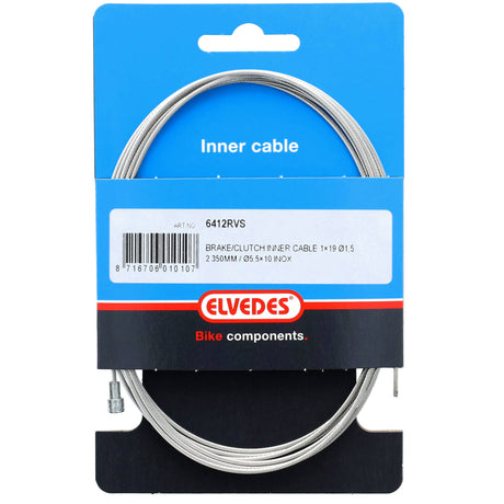Elvedes bremse inderkabel 2250 mm rustfrit stål �1,5 mm V-nippel