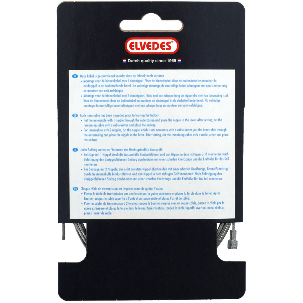 Elvedes bremse inderkabel 2250 mm rustfrit stål �1,5 mm V-nippel