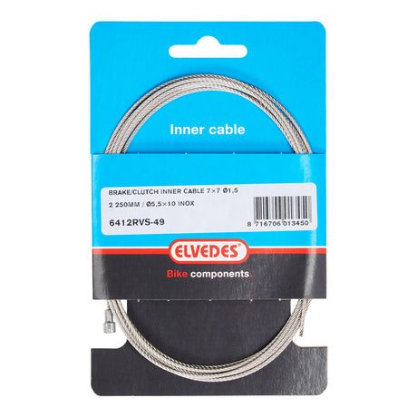 Elvedes Rem Binnenkabel 2250mm V-Nipple 6412RVS-49