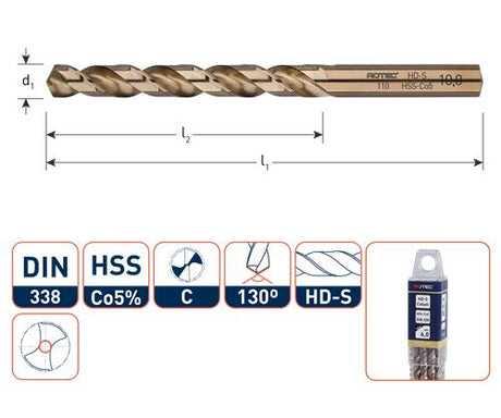 Rotec spiralbor din338 co 4,4mm
