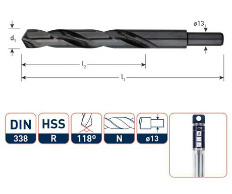 Rotec spiralbor DIN338 HSS-R 18,0mm drejet