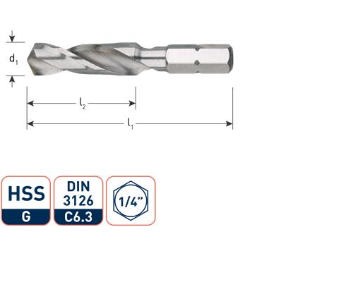 Rotec spiralbor hss 4.0mm 1 4 bit optagelse