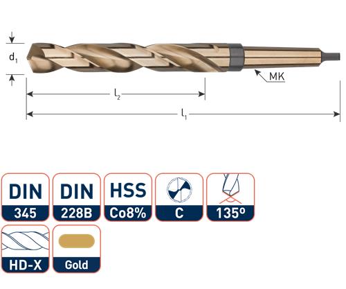 Rotec mc drill din345 21,0mm kobolt