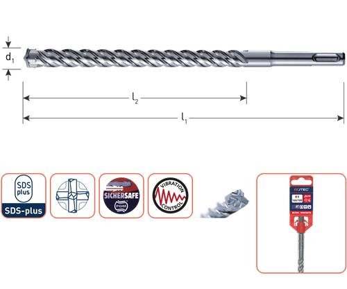 Rotec SDS bor 200 250 20mm 4-skærer