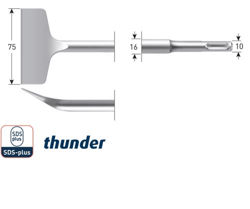 Rotec sds spademejsel buet 75x165mm