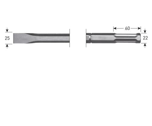 Rotec fladmejsel 25x360mm 6k-22mm til Hilti te-s