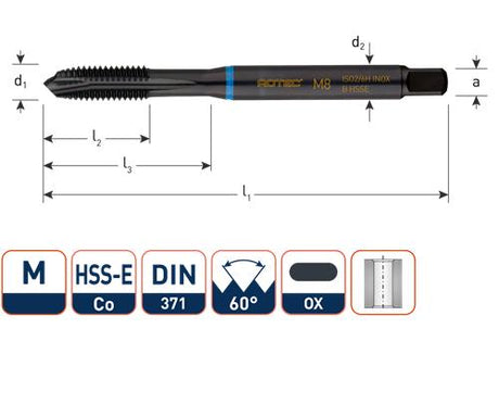 Rotec maskinhane din376 m8 rustfrit stål ds