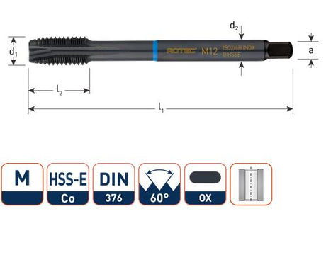 Rotec maskinhane din376 m12 rustfrit stål