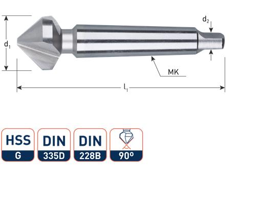 Rotec forsænket fræser 90°. 3-skærer 37mm mk2