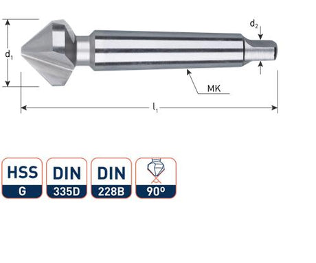 Rotec forsænket fræser 90°. 3-skærer 37mm mk2