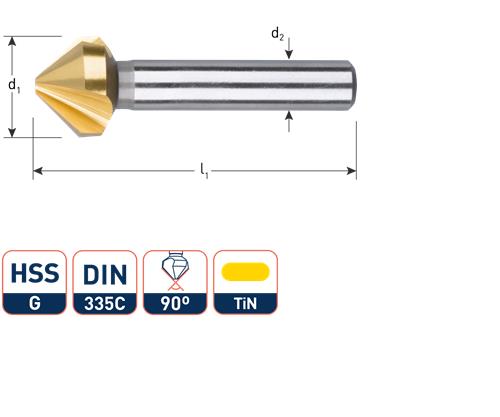 Rotec forsænkningsfræser 60gr. 3-skærer 8,0 mm