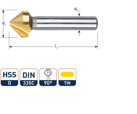 Rotec forsænkningsfræser 60gr. 3-skærer 20,0 mm