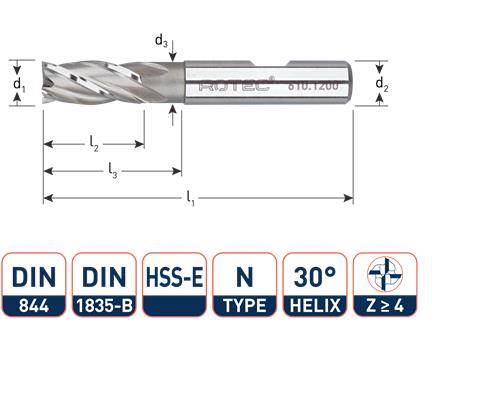 Rotec endefræser kort din844 12,0 mm svejsning